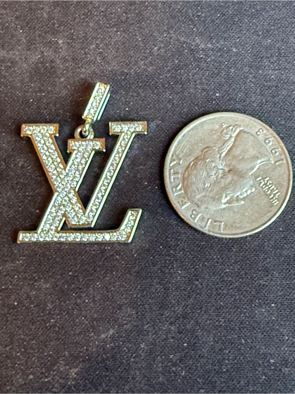 Monogram Silver Tone & Rhinestone Pendant - Picture 2 of 2